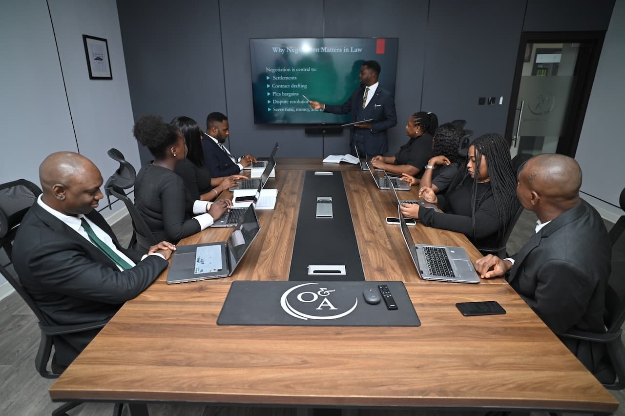 The modern and professional interior of the Oyewole & Adesina law office
